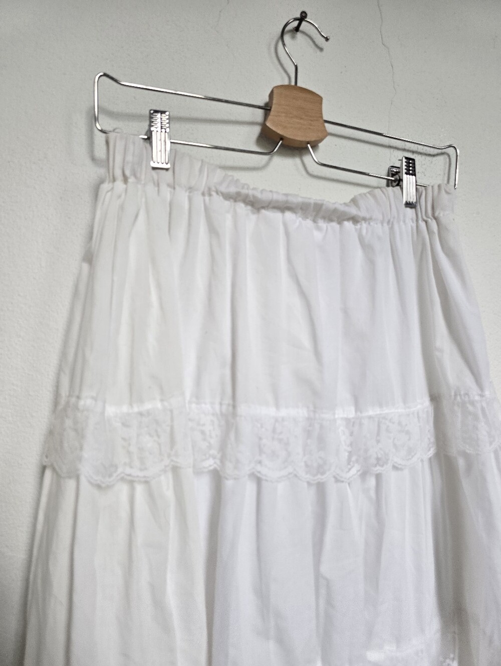 Vintage Cottagecore White Lace Tiered Midi Skirt Y2K Boho Prairie - Picture 6 of 8